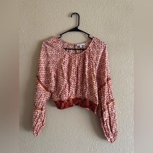 Patrons of Peace Red and White Boho Blouse